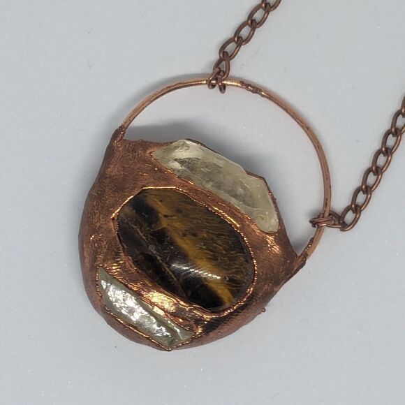 HOST PICK! "Elevating" Tigers Eye, Quartz & Ammonite Necklace - Picture 1 of 7